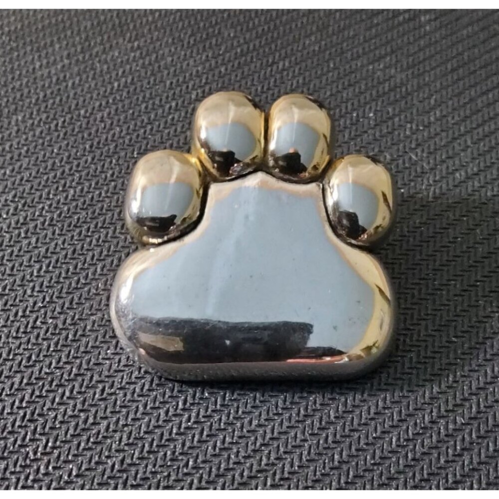 Vintage MJ Silvertone Paw Print Convertible Pendant,  Brooch / Pin